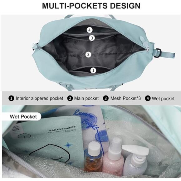 Sport Travel Duffle Bag Large Gym Tote Bag for Women, Weekender Carry on Bag - Picture 4 of 7